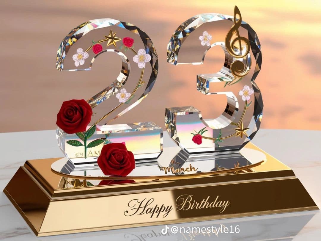 クリスタル誕生日オブジェ 23歳