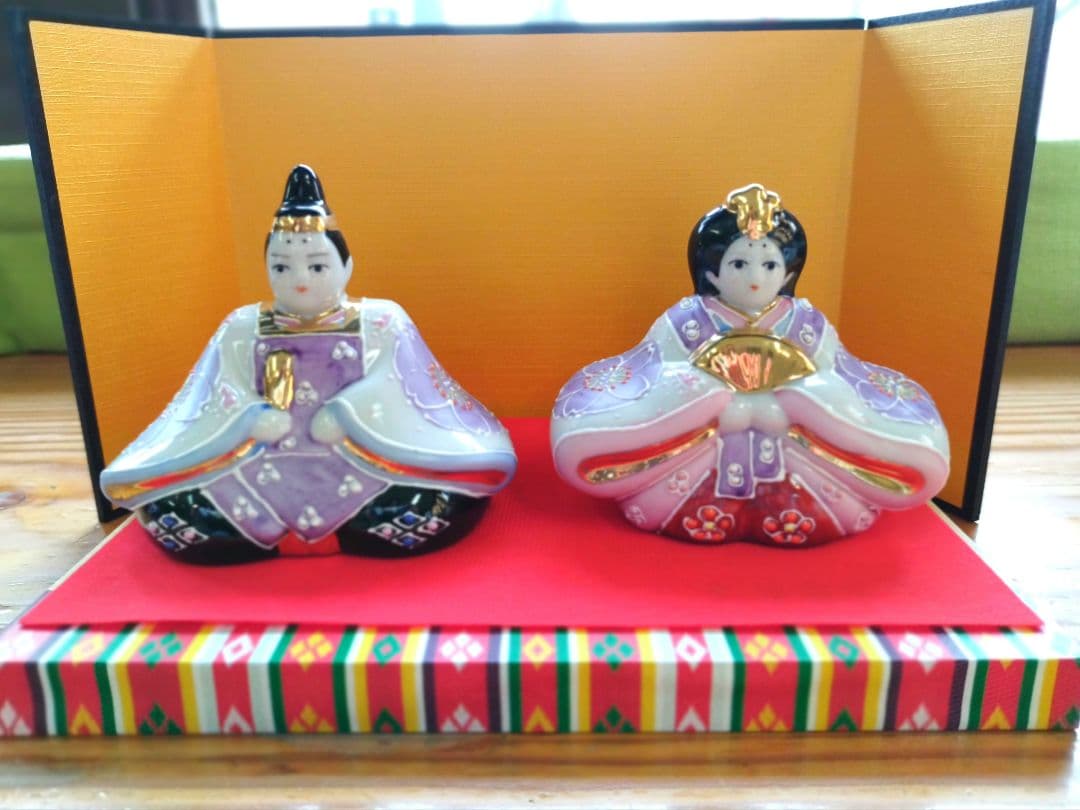 【再値下げ】新品　九谷焼　３号雛人形　花むらさき　ひな祭り