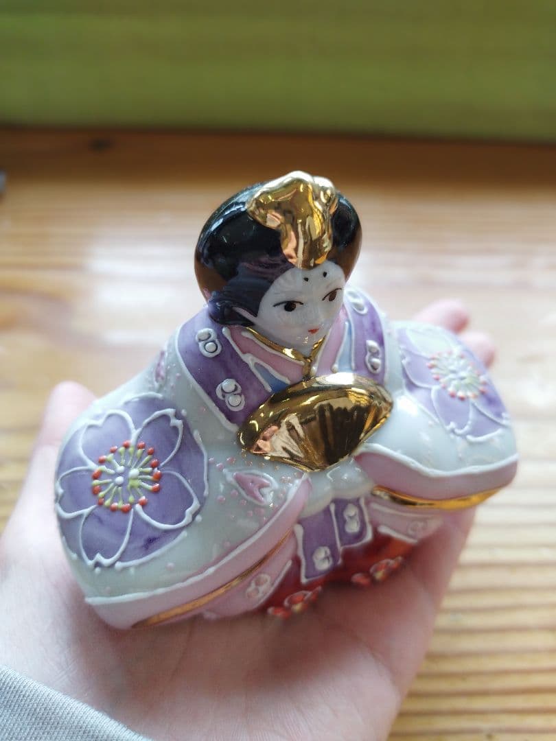 【再値下げ】新品　九谷焼　３号雛人形　花むらさき　ひな祭り