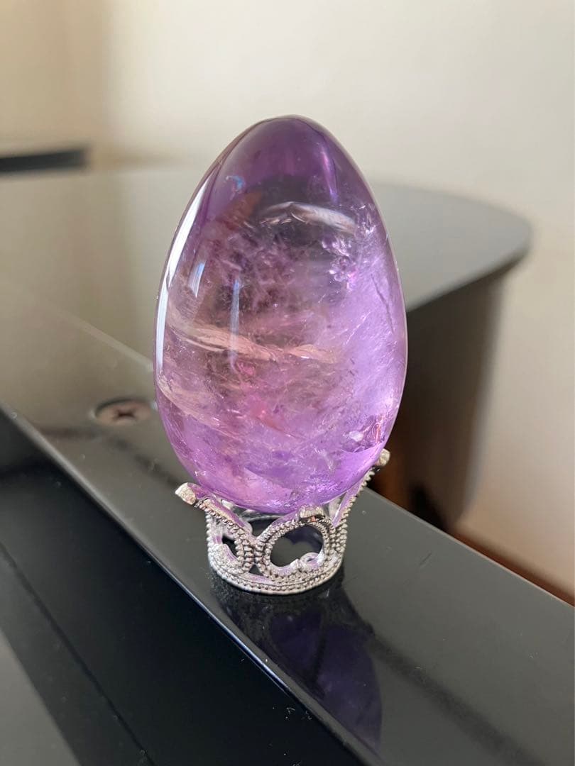 MHさま専用アメトリン　卵　たまご　タマゴ　天然石置物 台座つき！