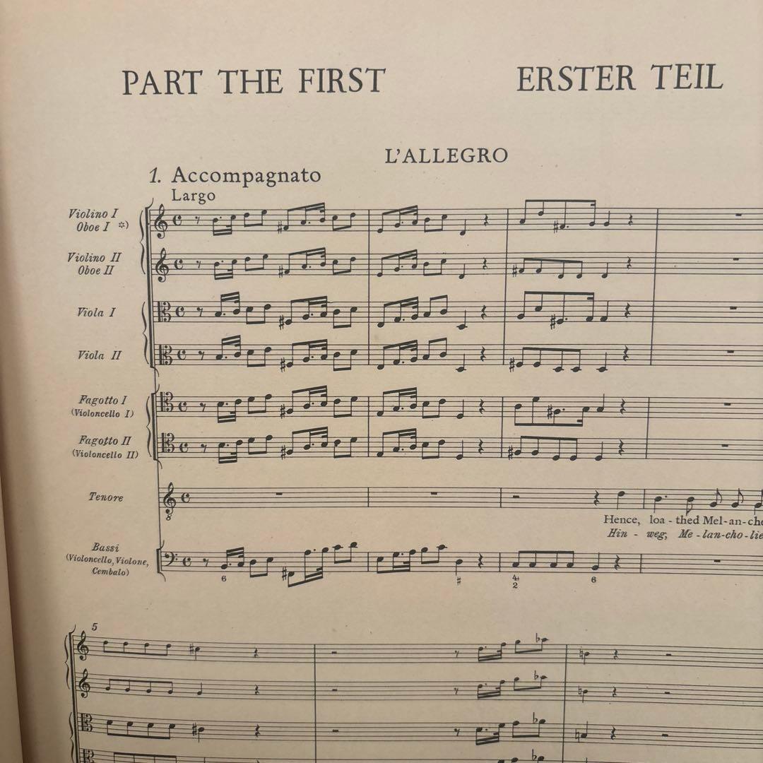 楽譜ヘンデル/オラトリオ/「快活の人、沈思の人、温和の人」