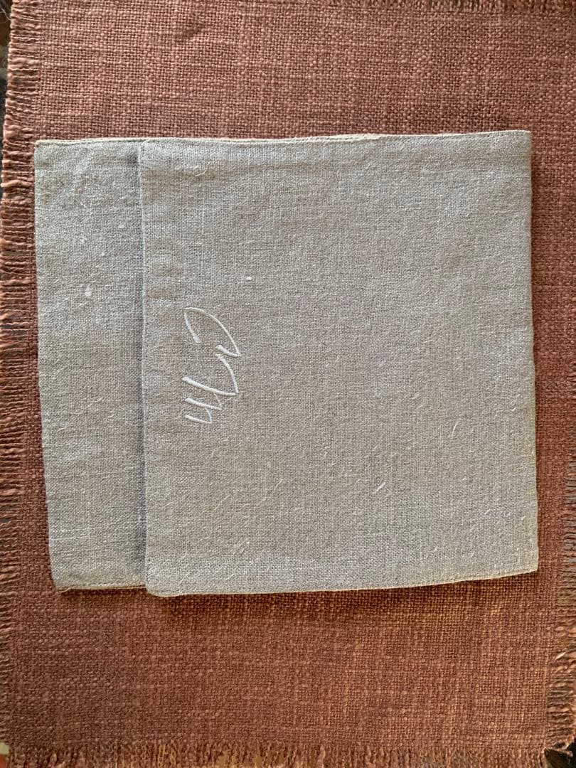 カトリーヌメミ　ビンテージ麻クッション2個と麻ノートカバー・サシェ入れ6点セット