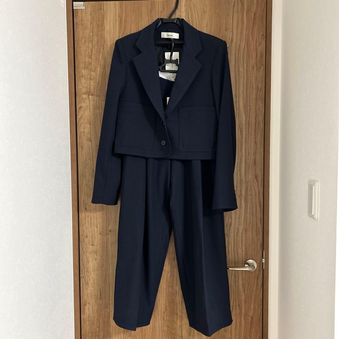 ネイビー クロップドジャケット ワイドパンツ セット サイズ36 anuke