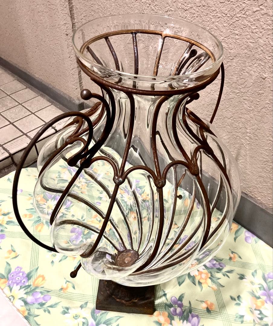 アンティーク ガラス製 アンフォラ 花瓶 フラワーベース 67cm イタリア製