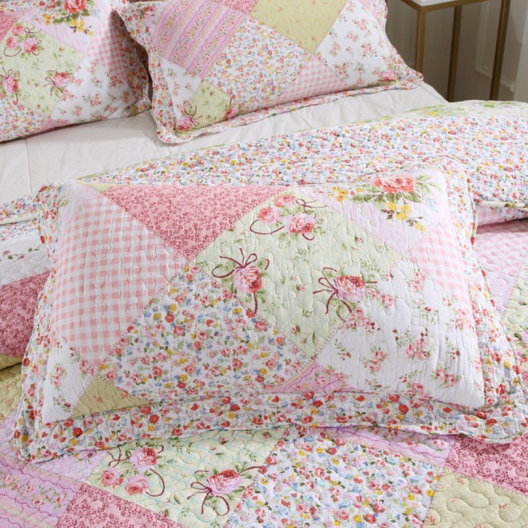 キルトベッドカバー3点セット綿マルチカバー キルティング 127