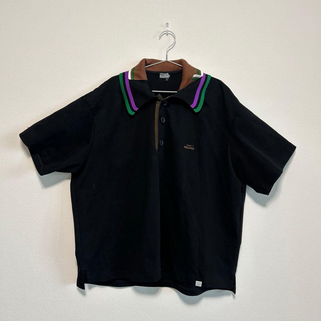 kolor BEACON カラービーコン　ブラックポロシャツ　半袖