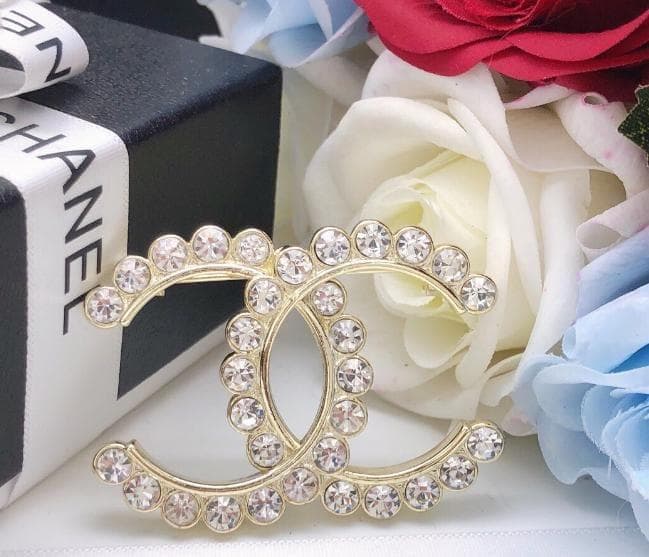 ココマーク GPゴールド ラインストーン ブローチ シャネル