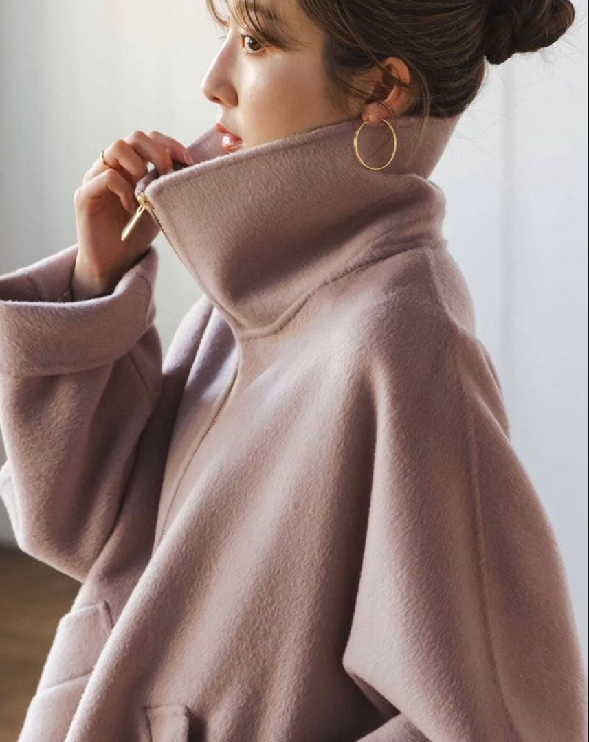 Noble ノーブル キャメルミックスリバージップコート