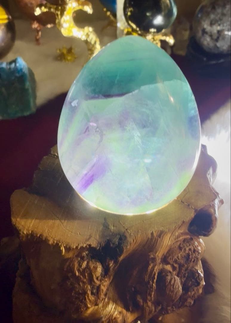 フローライトたまご/流木型ライト台座付 Select by Amulet天然石