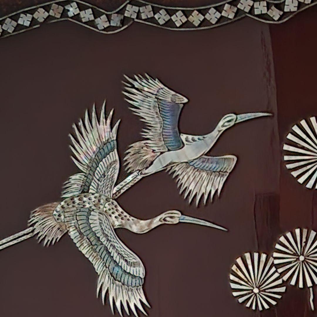 あのん　螺鈿細工 漆器 鶴と松のデザイン