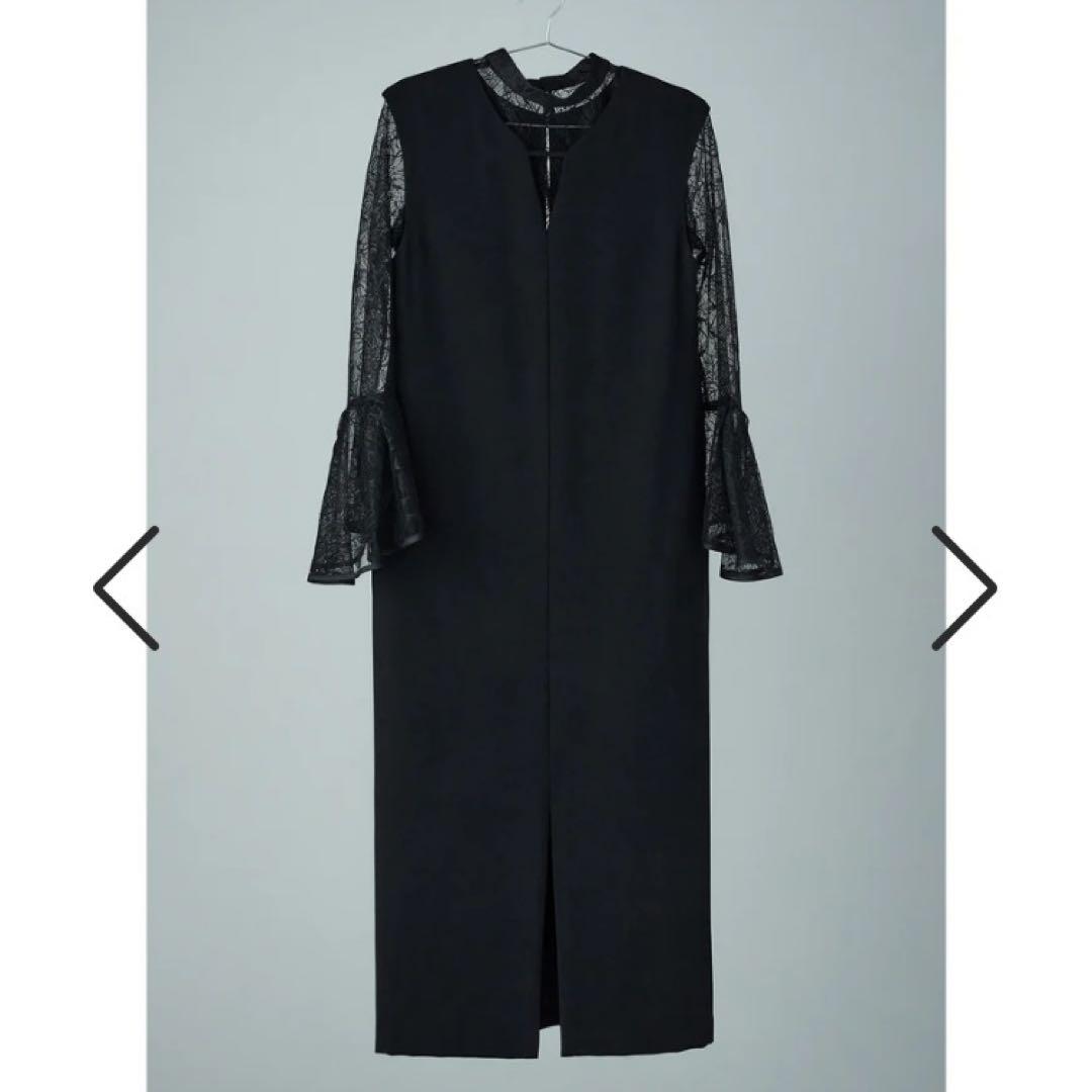 ニアナ ベルスリーブスリットドレス パーティードレス