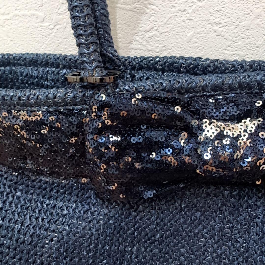 ANTEPRIMA　ダークブルー スパンコール付き　カゴバッグ